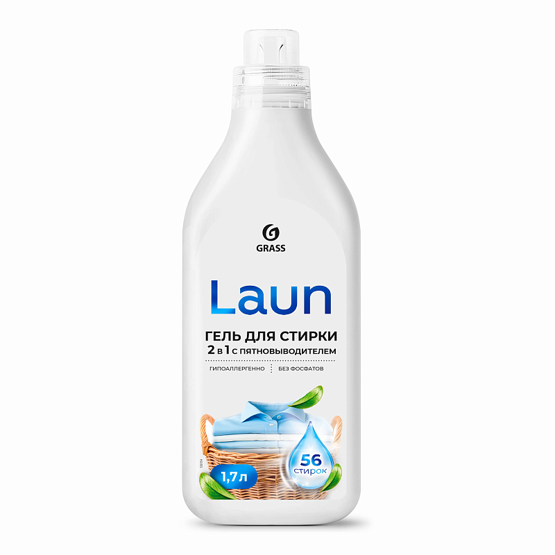 гель для стирки 2в1 с пятновыводителем laun (флакон 1,7 л) 