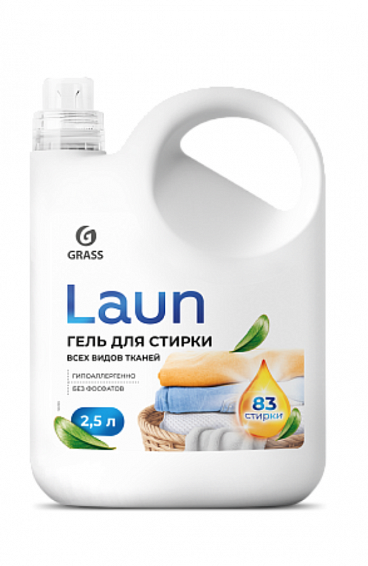 картинка гель для стирки всех видов тканей laun (флакон 2,5 л) гель для стирки всех видов тканей laun (флакон 2,5 л)
